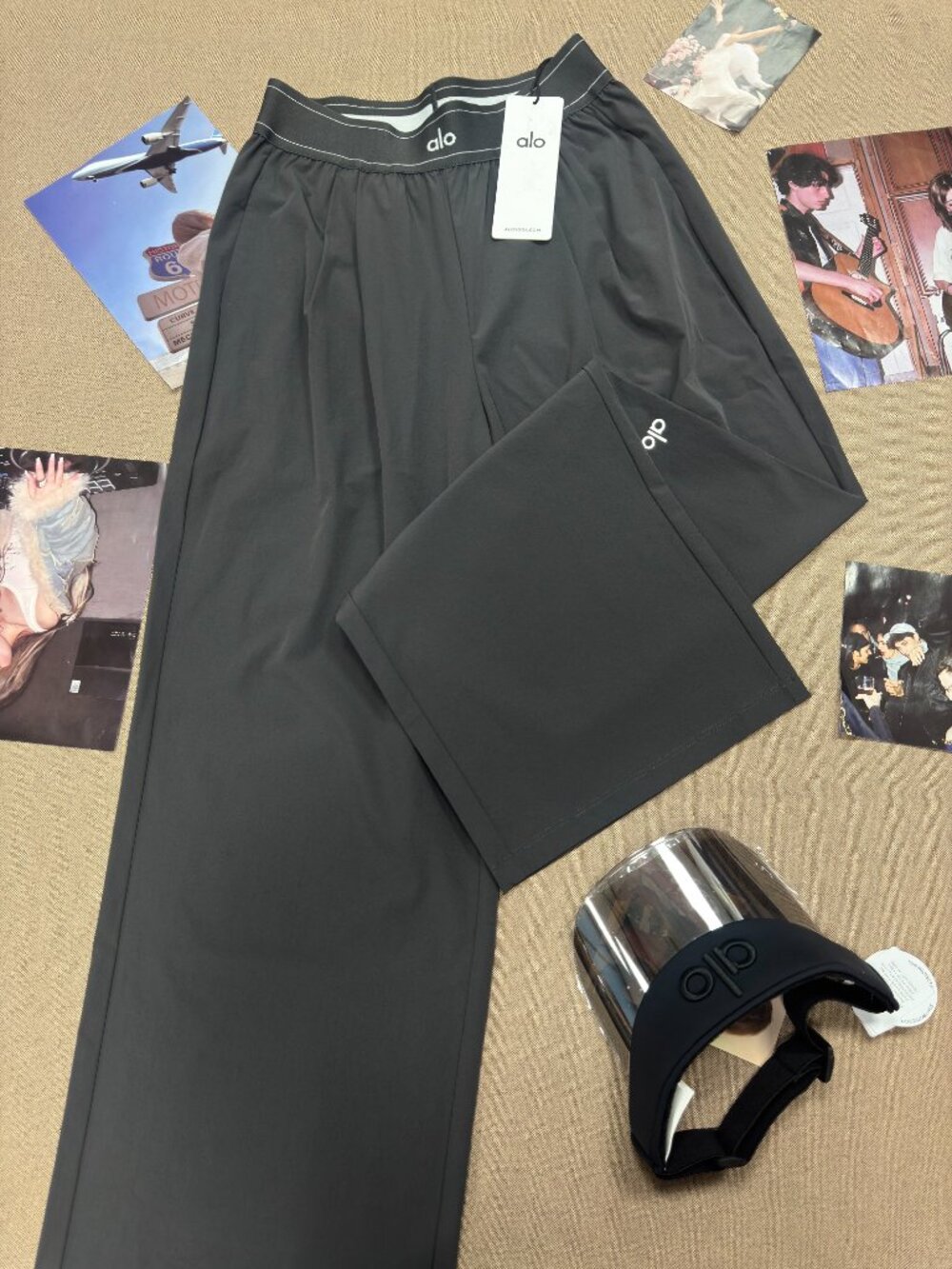 ALO Yoga🎍Suit Up Trouser Dark Grey Regular 30" Inseam Travel Wide Leg Pants🎐 - Picture 2 of 8